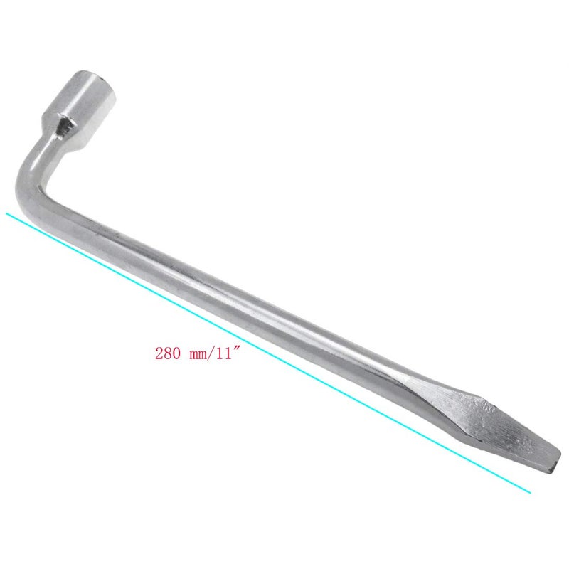 Semetall 17mm Car Spare Tire Lug Wrench,Slotted End Socket Repair Tool,Tire Replacement Tool (Silver) - Image 3